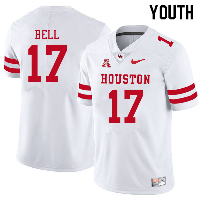 Youth #17 Atlias Bell Houston Cougars College Football Jerseys Sale-White - Click Image to Close